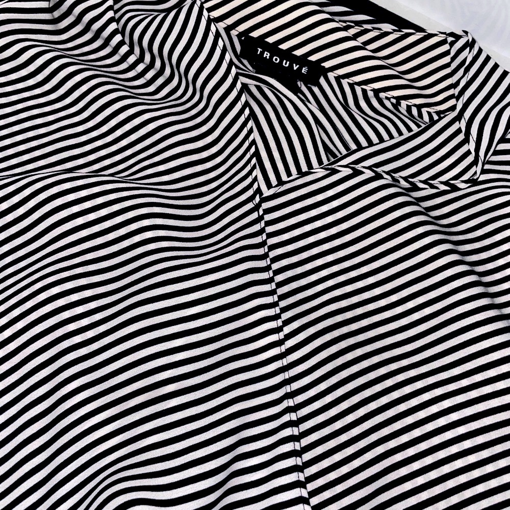 TROUVÉ Black and White Striped Blouse